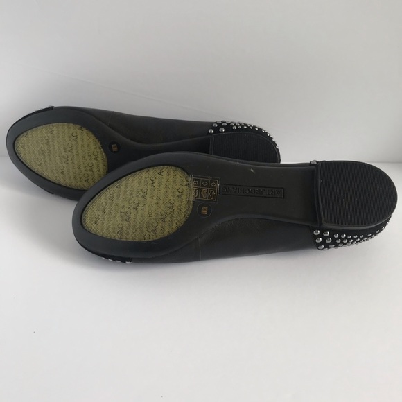 Arturo Chiang Black Leather with Grey Studs Flats - Picture 7 of 14
